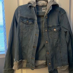 NWOT white birch hooded jean jacket